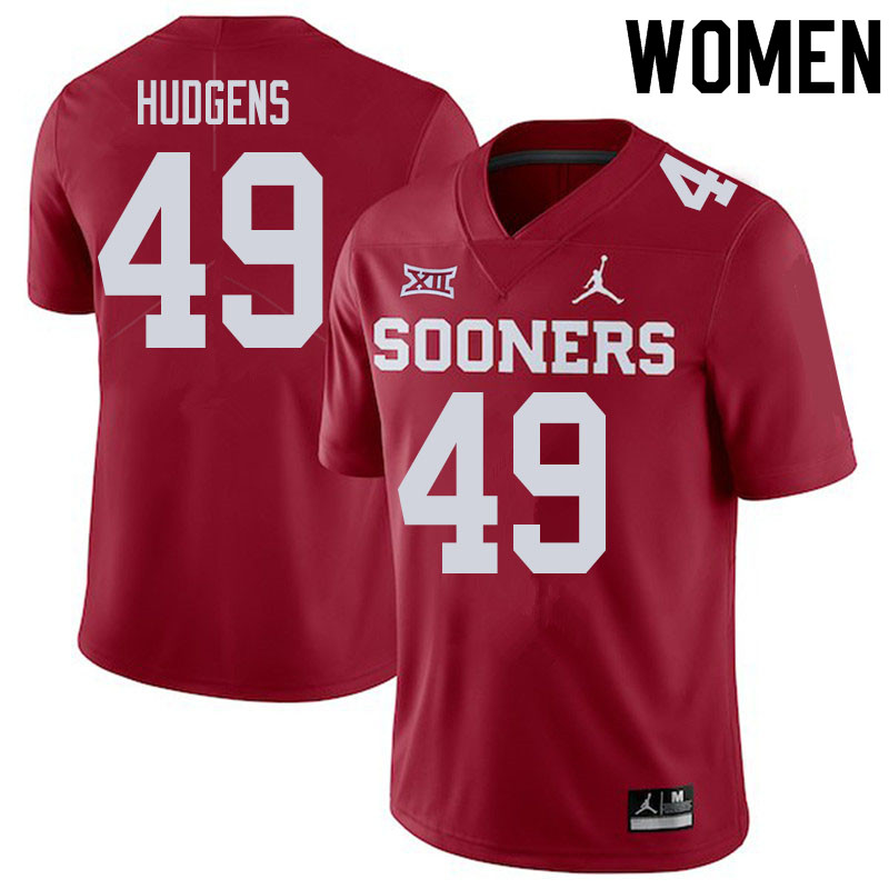 Women #49 Pierce Hudgens Oklahoma Sooners College Football Jerseys Sale-Crimson